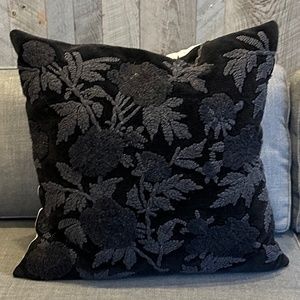 Pottery Barn Florence Embroidered Pillow Cover, 22", Charcoal